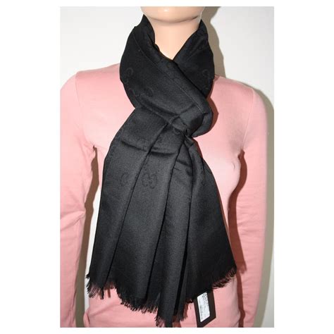 gucci scarf womens black|gucci wool scarf women's.